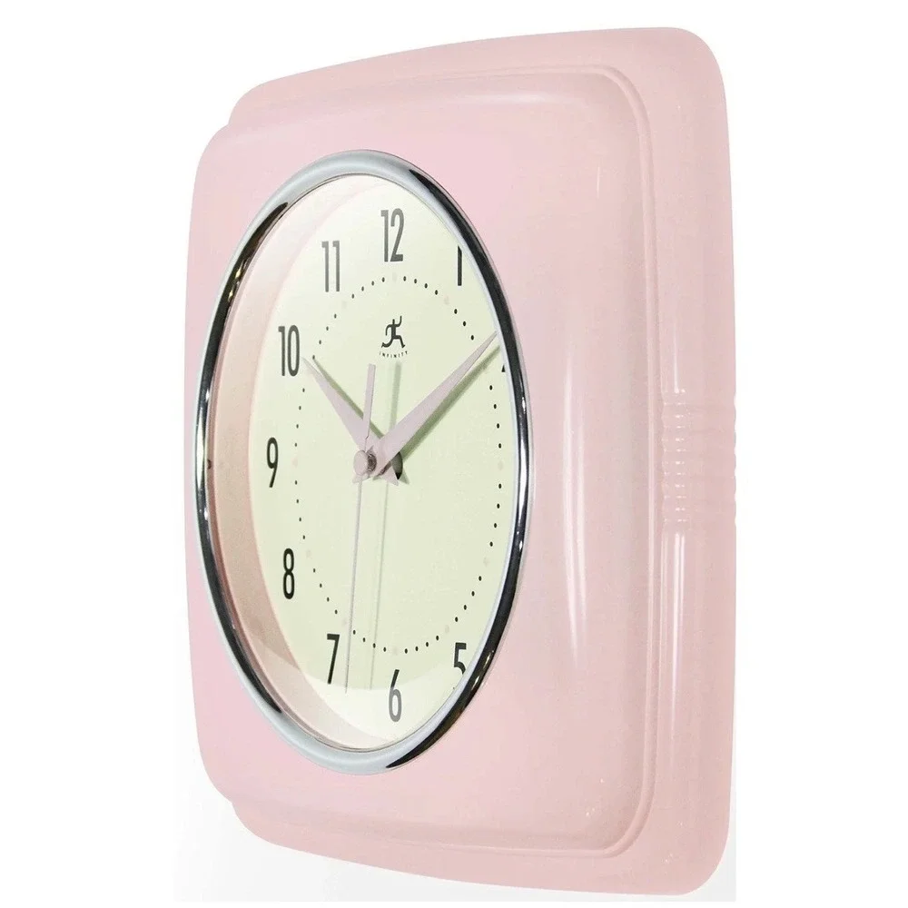 Square Silent 9 inch Mid Century Modern Kitchen Diner Wall Clock Quartz Sweep...